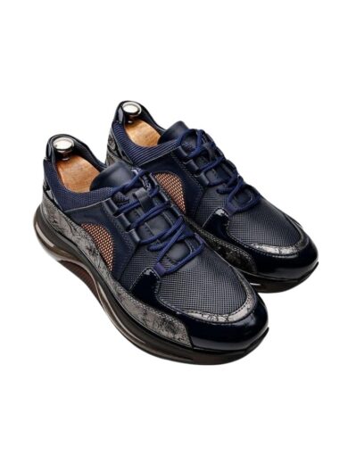 Boy Uzatan Lacivert Deri Arajman Air Taban Spor Ayakkabı 2612