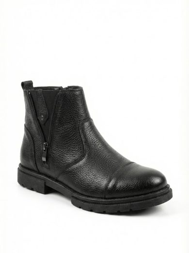 Kürklü İç Yapılı Kahverengi İçten Topuklu Erkek Botu siyah