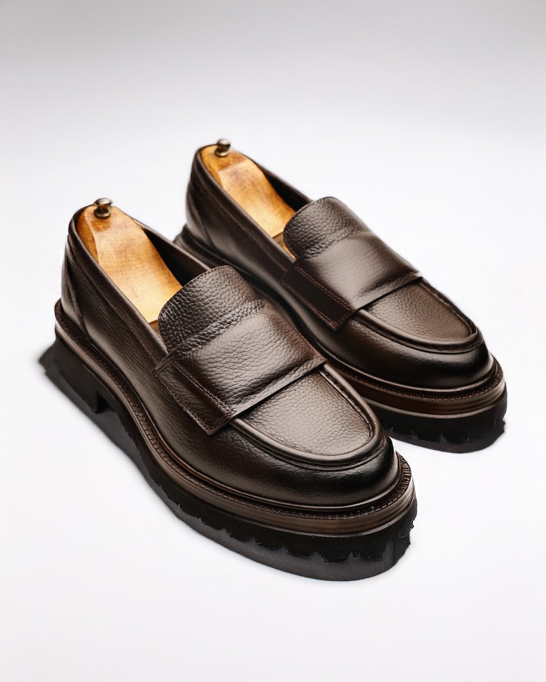 Loafer Tarzı Kalın Tabanlı Kahverengi Boy Uzatıcı Model - Görsel 4