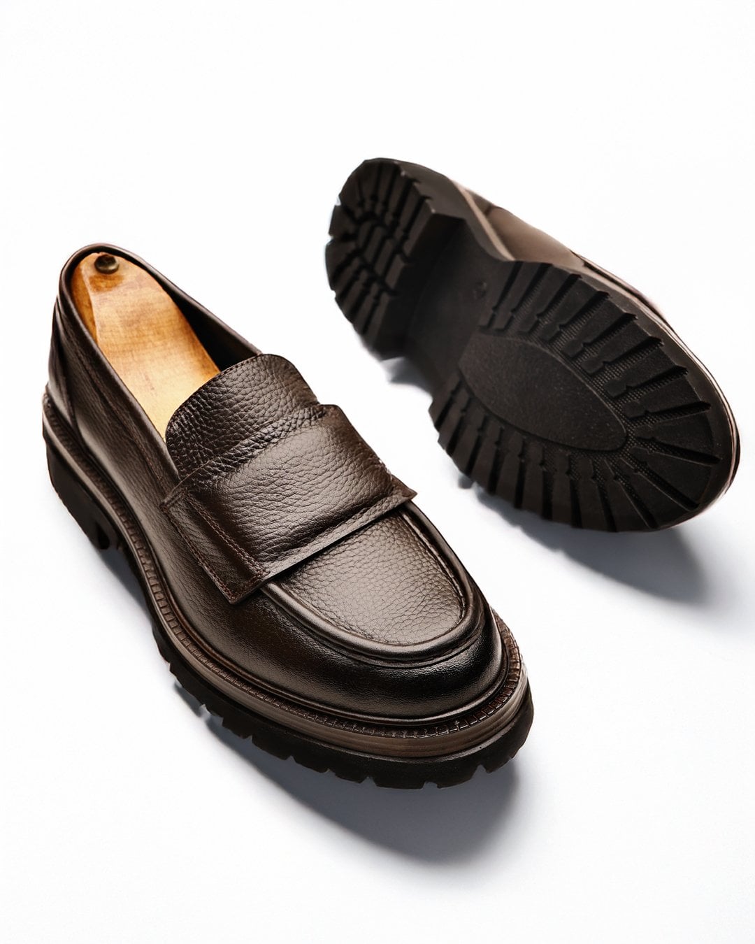 Loafer Tarzı Kalın Tabanlı Kahverengi Boy Uzatıcı Model - Görsel 5