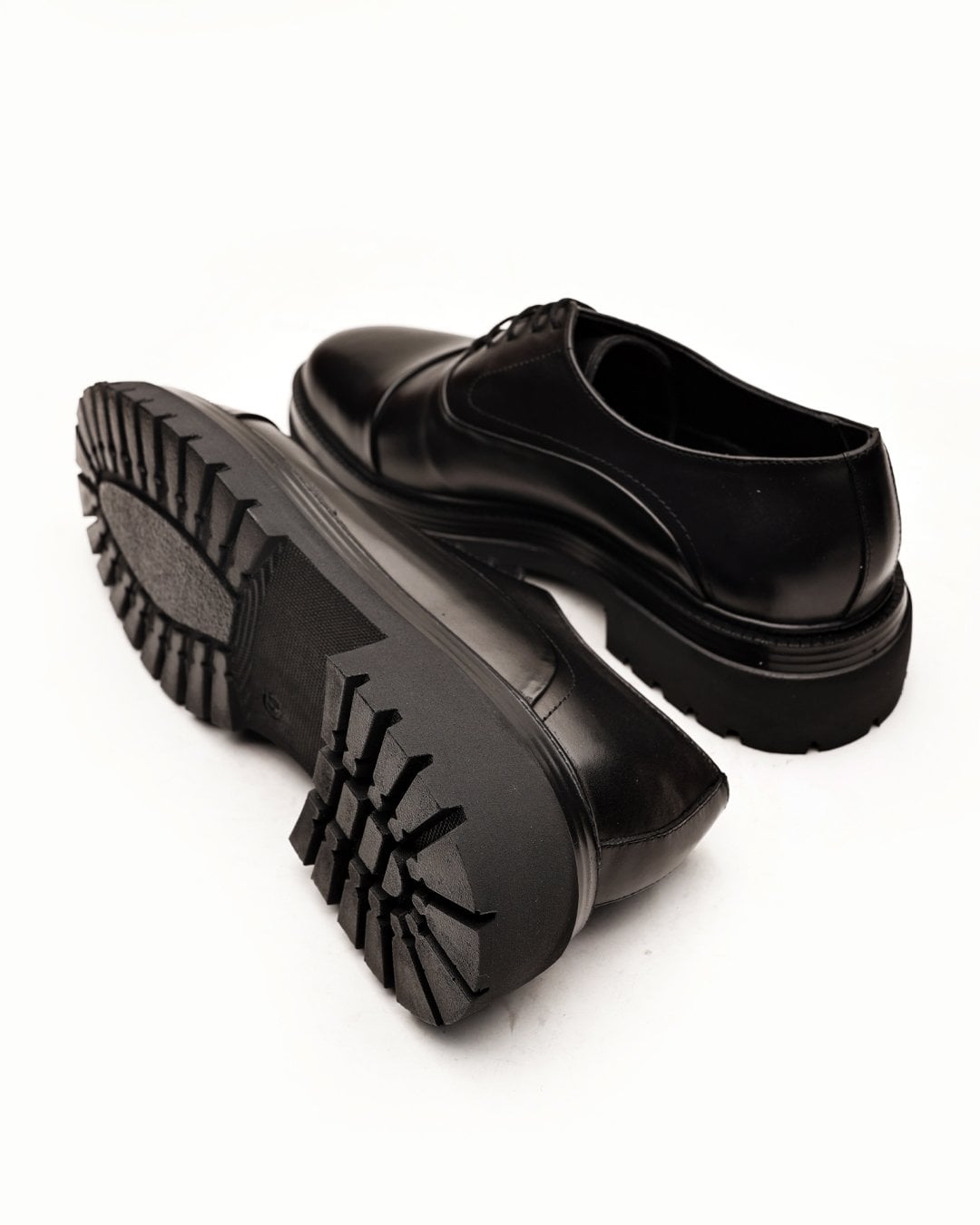 Bağcıklı Siyah Deri Boy Uzatan Klasik Ayakkabı - Görsel 5