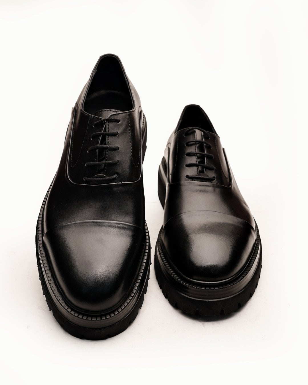 Bağcıklı Siyah Deri Boy Uzatan Klasik Ayakkabı - Görsel 6