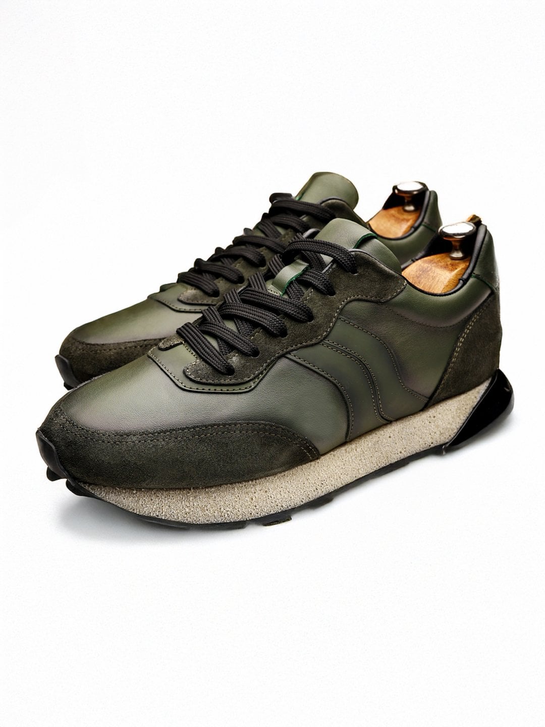 Haki Deri Boy Uzatan Erkek Sneaker Ayakkabı - Görsel 3