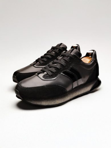 Siyah Deri Boy Uzatan Erkek Sneaker – 5/7/9 cm Gizli Topuklu El Yapımı Ayakkabı