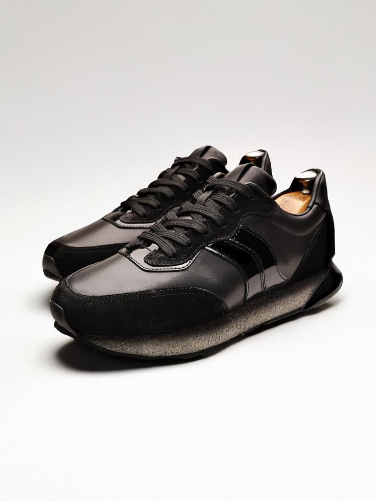 Siyah Deri Boy Uzatan Erkek Sneaker – 5/7/9 cm Gizli Topuklu El Yapımı Ayakkabı - Görsel 2