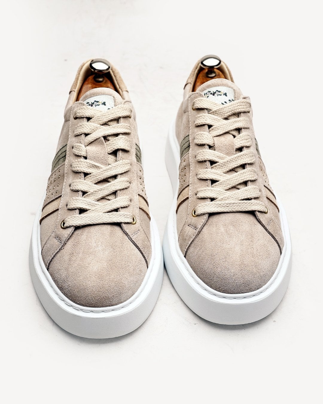 El Yapımı Bej Hakiki Deri Boy Uzatan Erkek Sneaker - Görsel 5