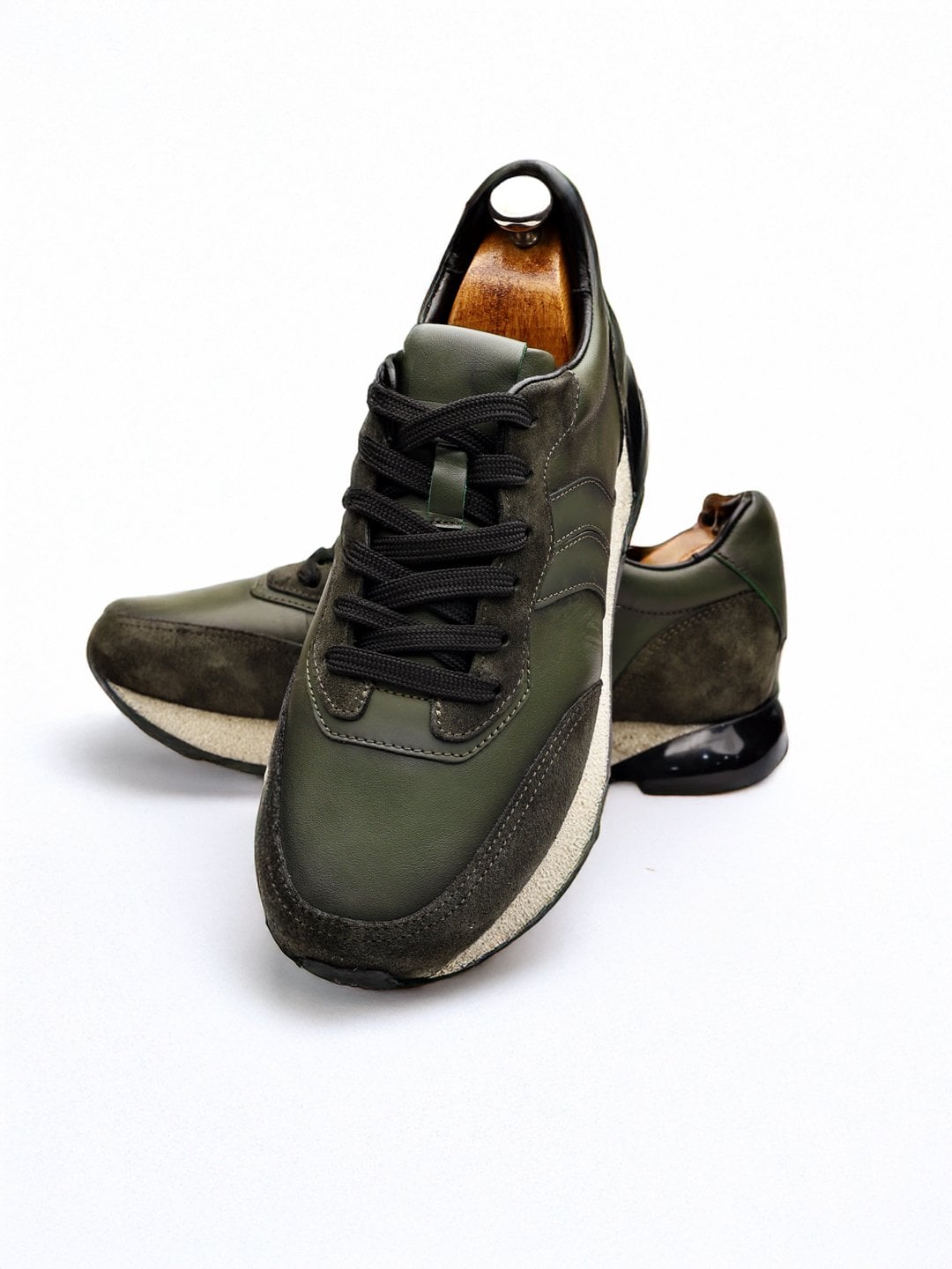 Haki Deri Boy Uzatan Erkek Sneaker Ayakkabı - Görsel 5