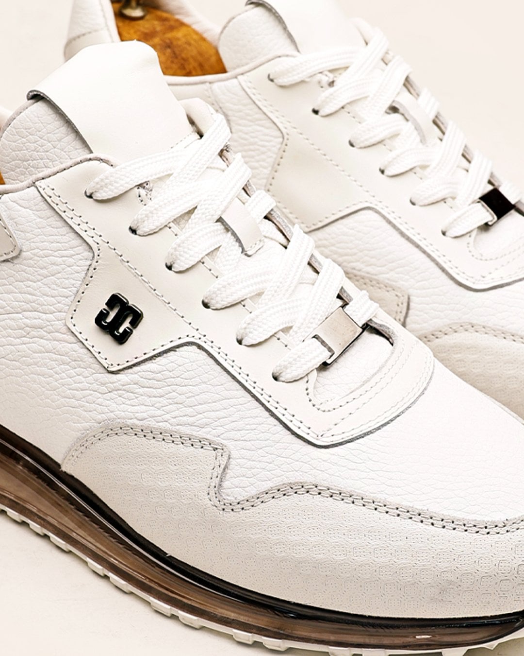 Beyaz Hakiki Deri Boy Uzatan Erkek Sneaker – El Yapımı 5 / 7 / 9 CM Gizli Topuklu Ayakkabı - Görsel 6