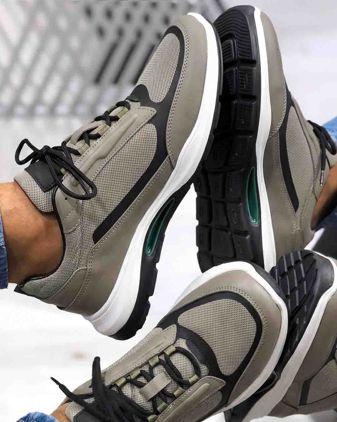 Haki AirFlex Hakiki Deri Boy Uzatan Erkek Sneaker - Görsel 3