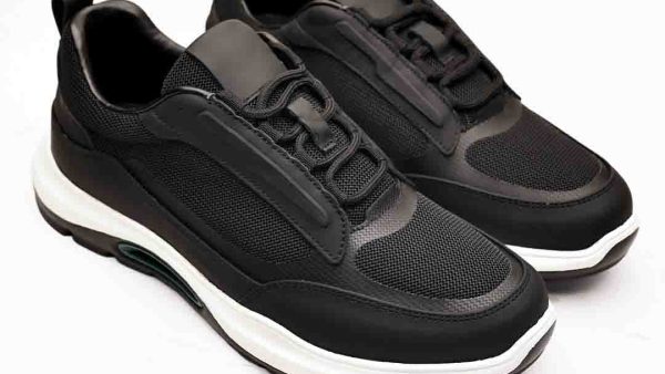 Siyah AirFlex Hakiki Deri Boy Uzatan Erkek Sneaker