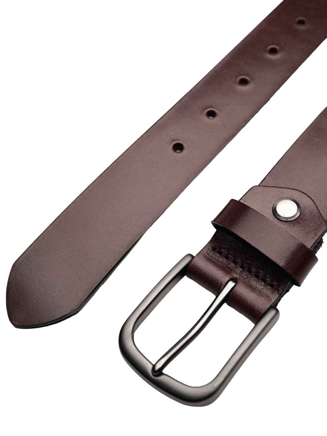 Bordo Kahve Erkek Kemer Füme Oval Tokalı Sade Model - Görsel 3