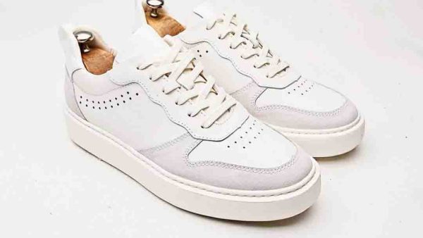Beyaz Gri Süet Detaylı Hakiki Deri Boy Uzatan Erkek Sneaker