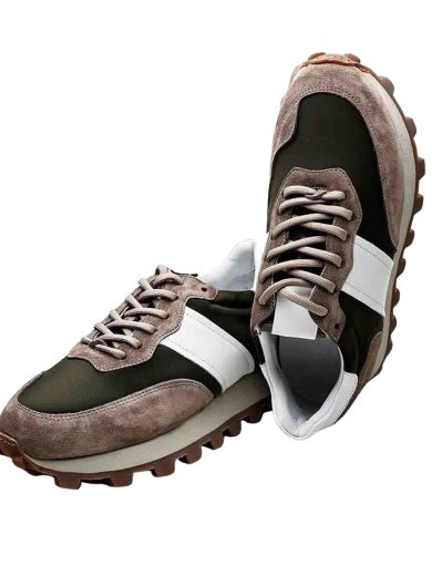 Haki Süet Detaylı Boy Uzatan Erkek Retro Sneaker