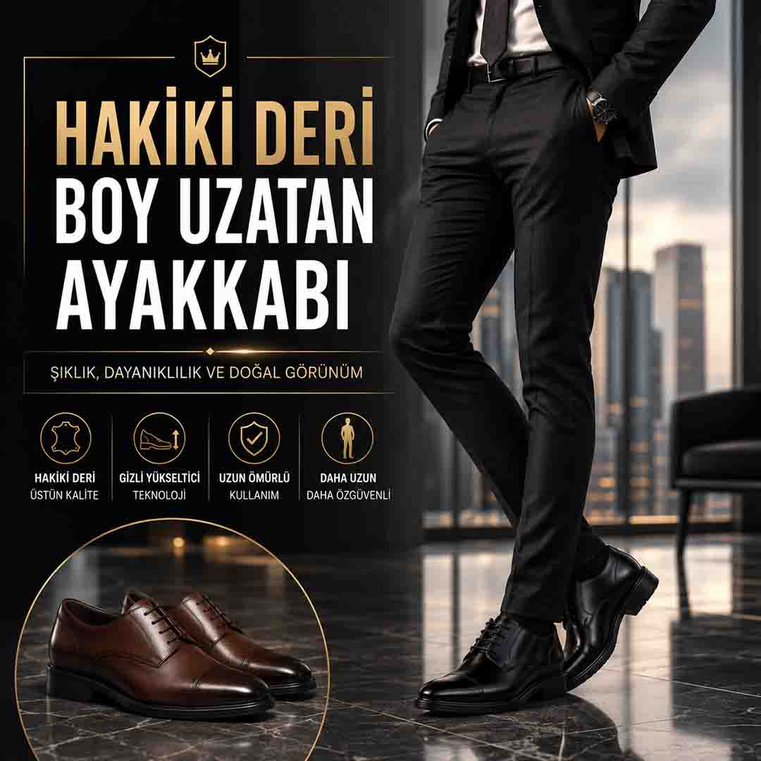 Hakiki Deri Boy Uzatan Ayakkabı